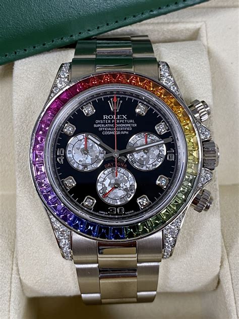 rolex daytona rain bow crystal|rolex daytona rainbow retail price.